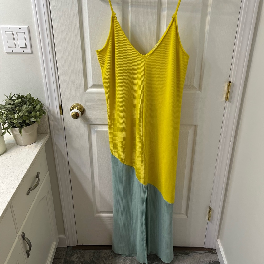 Colourblock yellow and blue knit Zara maxi dress size M